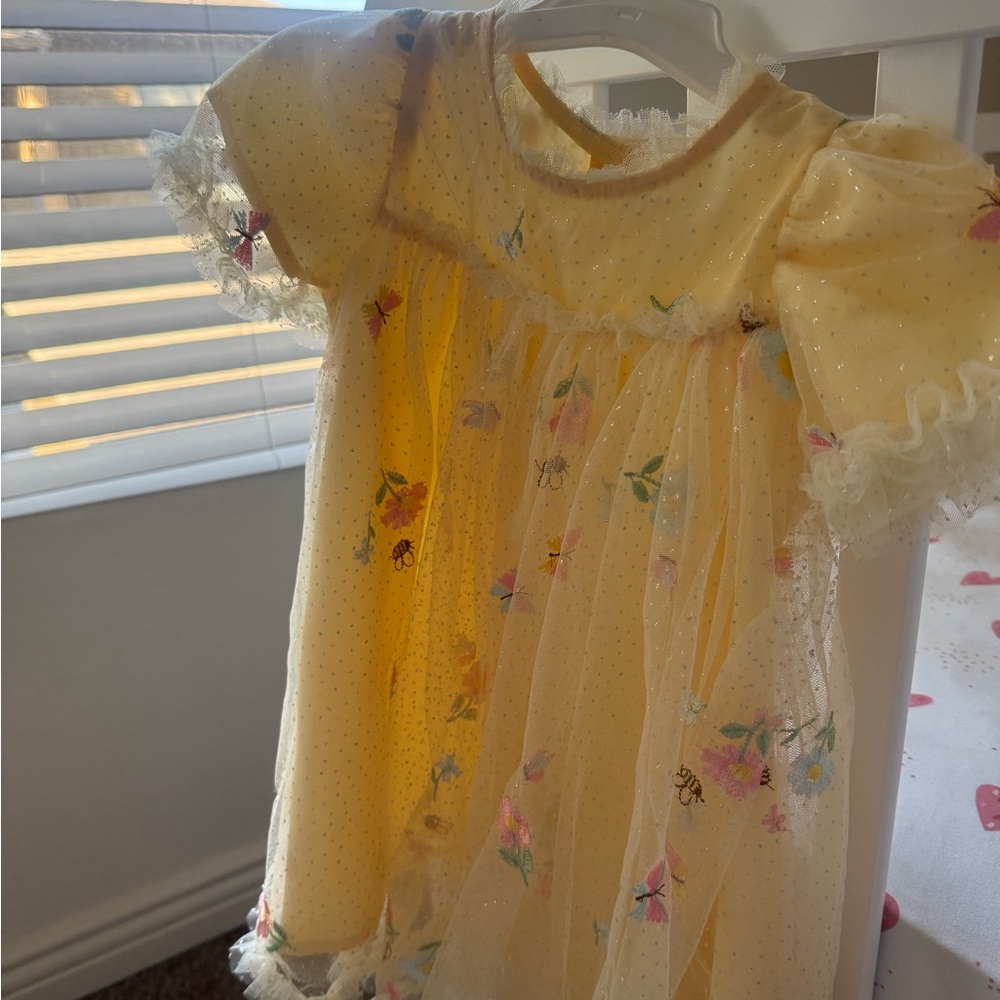 Yellow Floral Tulle Baby Dress